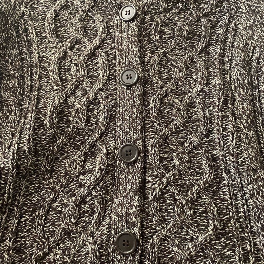 Its Our Time brown knit sweater size Large. Button front. Oversized collar. - Picture 4 of 7